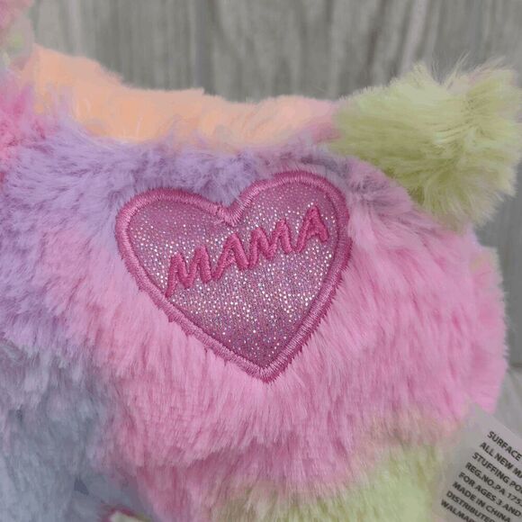 Rainbow Llama Alpaca Plush Mama Patch Sparkly Pink 10" - Picture 5 of 7